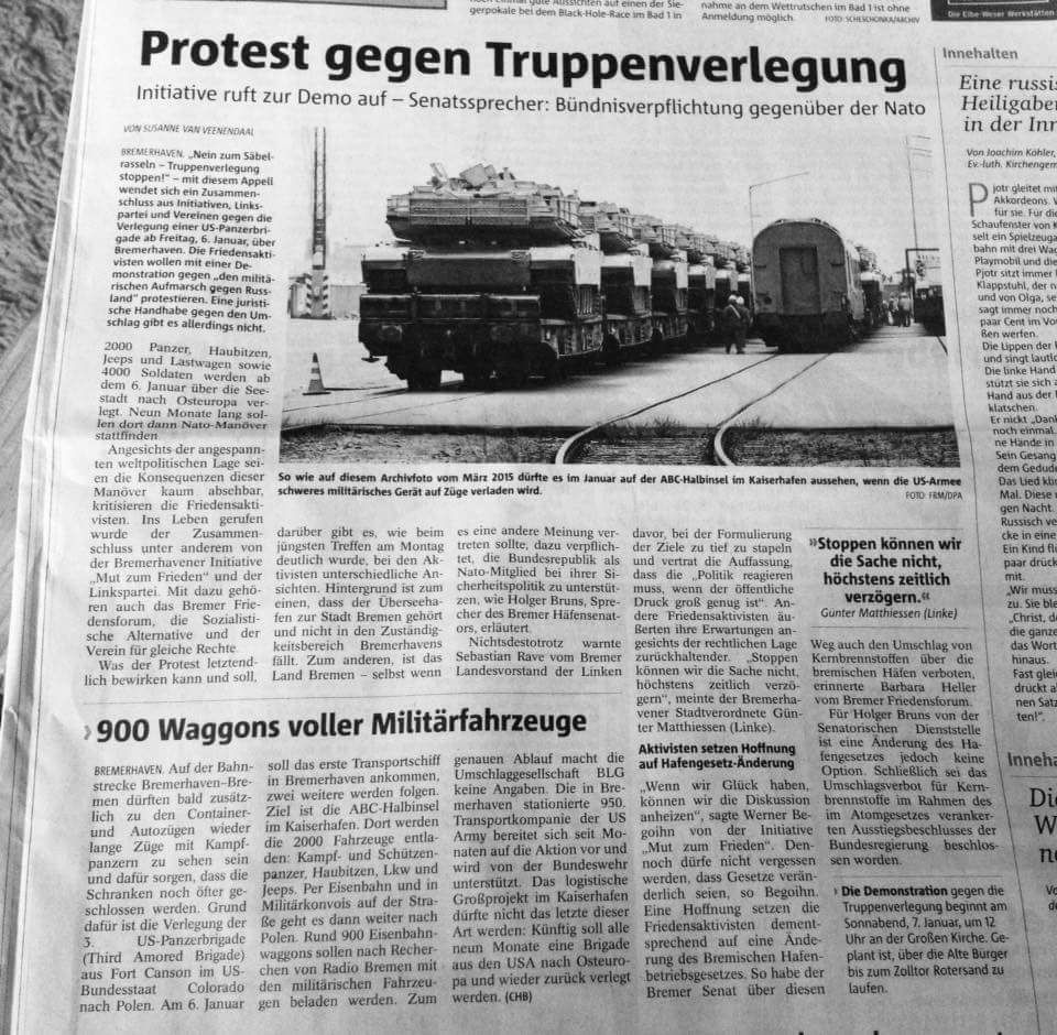 Widerstand gegen US-Truppenverlegung über Bremerhaven